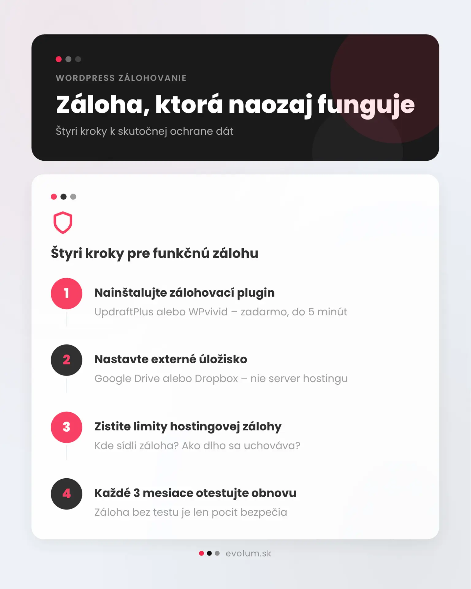 Ako zálohovať WordPress webstránku infografika 1