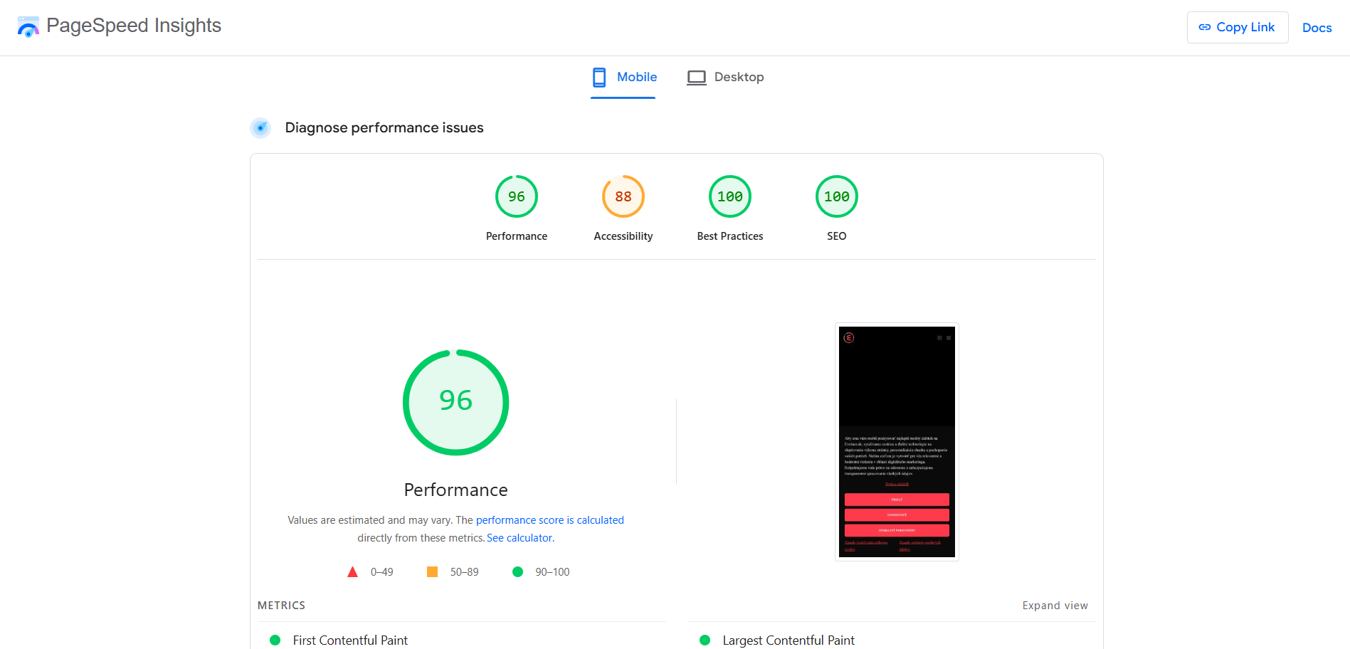 pagespeed rýchlosť načítania webstránky